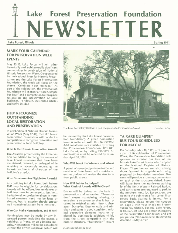 1991 Spring Newsletter
