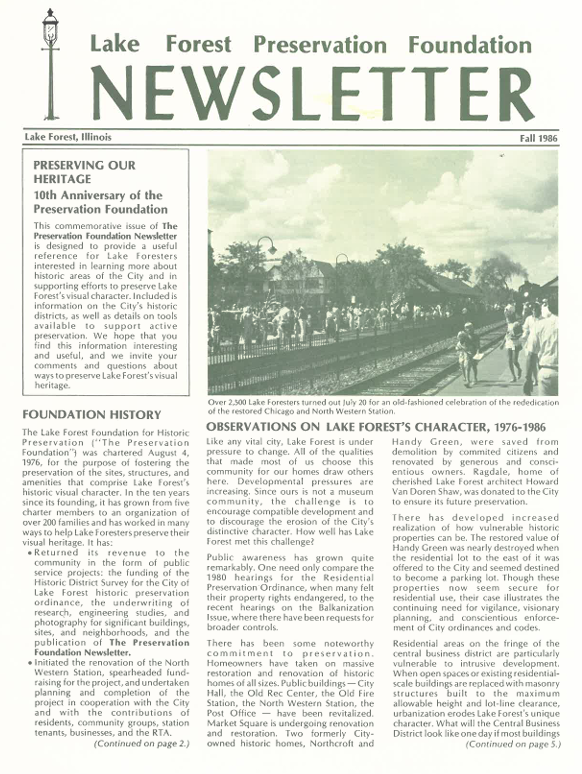 1986 Fall Newsletter