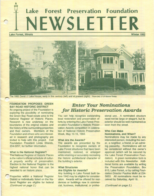 1992 Winter Newsletter